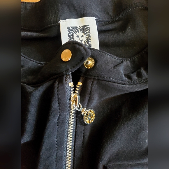 Anne Klein medium black 3/4 sleeve zip button top shirt blouse - Picture 8 of 10